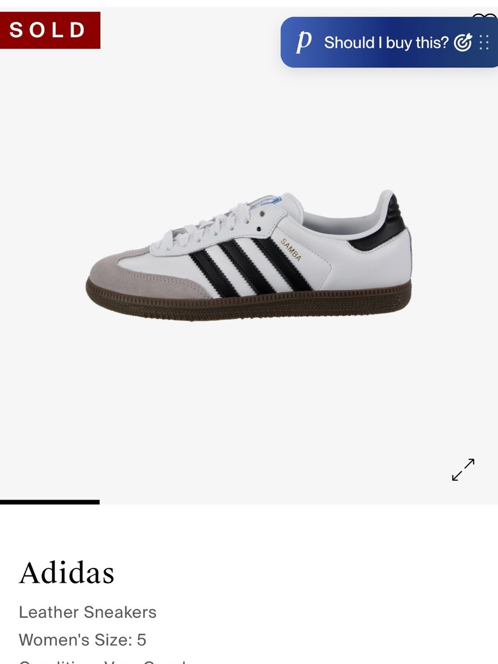 adidas Samba White Black Gray Leather Women's Sneakers
